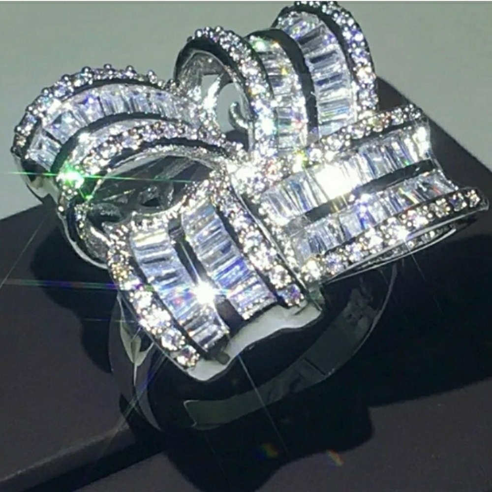 FINAL SALE 6.7CT Baguette & Round Diamond Simulated Ring